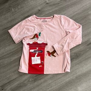 Mini Boden Pink Long Sleeve Top with Red Postbox Design